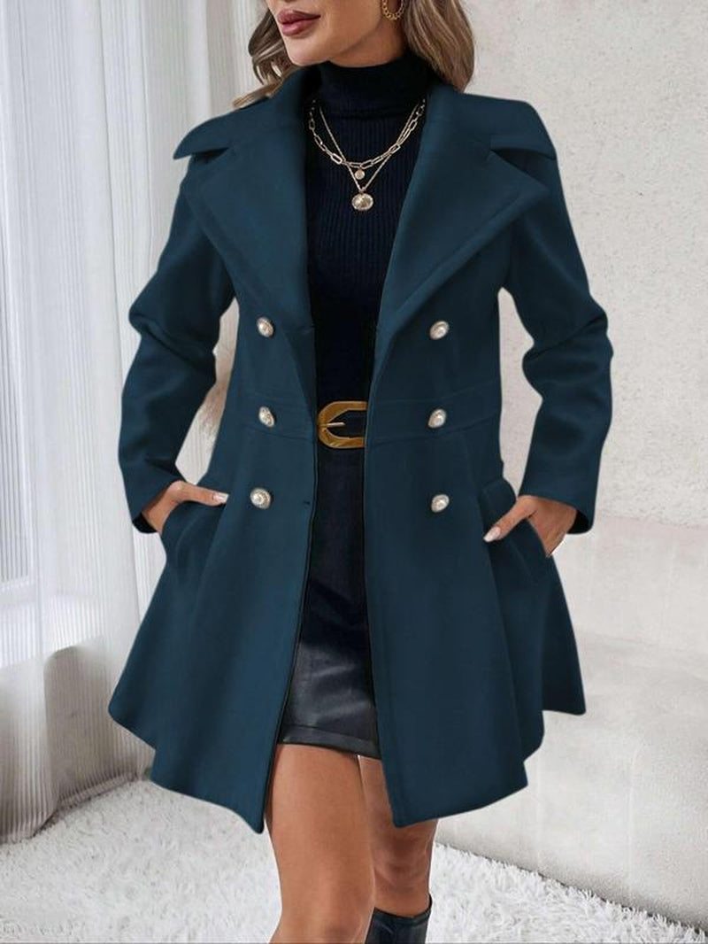 Khaki Double Button Lapel Coat, 