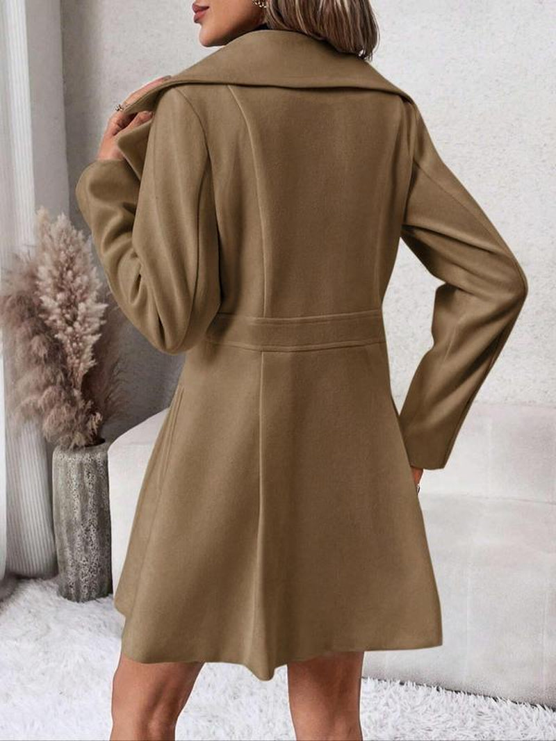 Khaki Double Button Lapel Coat, 