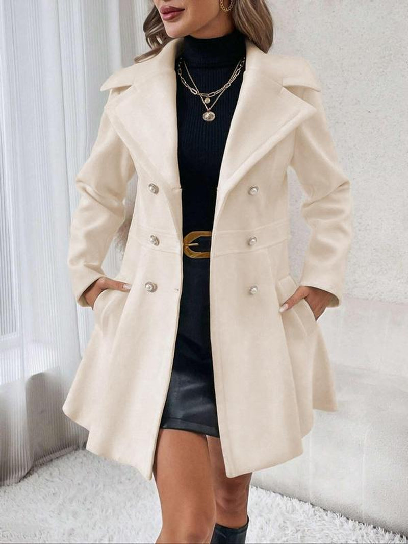 Khaki Double Button Lapel Coat, 