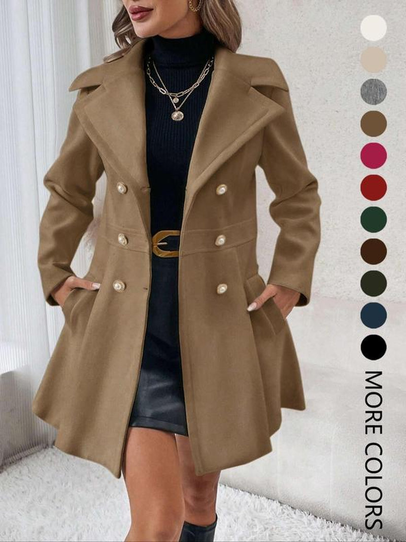 Khaki Double Button Lapel Coat, 