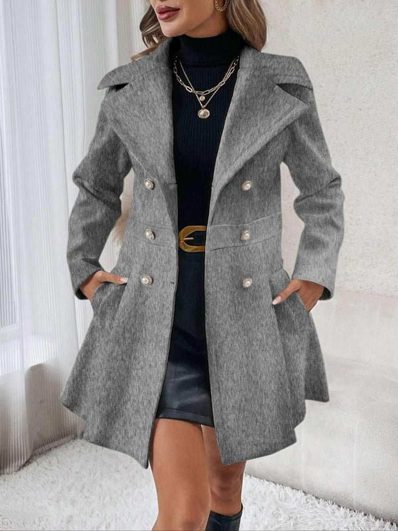 Khaki Double Button Lapel Coat, 